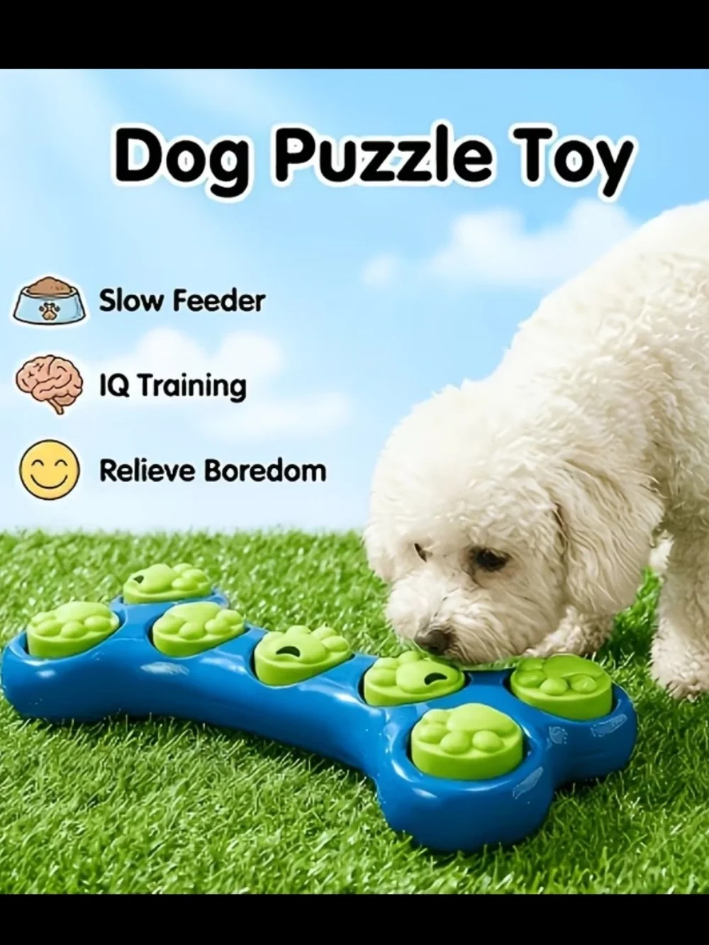 Dog Interactive Puzzle Toy - Blue & Green Slow Feeder for Dogs